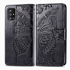 Coque Portefeuille Papillon Livre Cuir Etui Clapet pour Samsung Galaxy M40S Noir