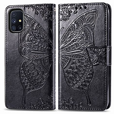 Coque Portefeuille Papillon Livre Cuir Etui Clapet pour Samsung Galaxy M51 Noir