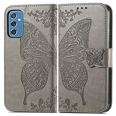 Coque Portefeuille Papillon Livre Cuir Etui Clapet pour Samsung Galaxy M52 5G Gris