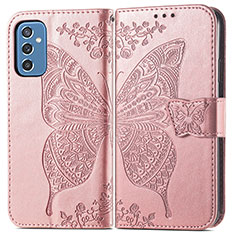 Coque Portefeuille Papillon Livre Cuir Etui Clapet pour Samsung Galaxy M52 5G Rose