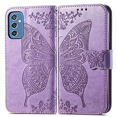 Coque Portefeuille Papillon Livre Cuir Etui Clapet pour Samsung Galaxy M52 5G Violet Clair