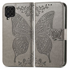 Coque Portefeuille Papillon Livre Cuir Etui Clapet pour Samsung Galaxy M62 4G Gris