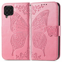 Coque Portefeuille Papillon Livre Cuir Etui Clapet pour Samsung Galaxy M62 4G Rose Rouge