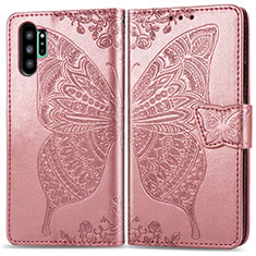 Coque Portefeuille Papillon Livre Cuir Etui Clapet pour Samsung Galaxy Note 10 Plus 5G Rose