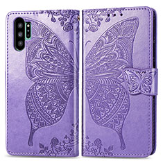 Coque Portefeuille Papillon Livre Cuir Etui Clapet pour Samsung Galaxy Note 10 Plus 5G Violet Clair