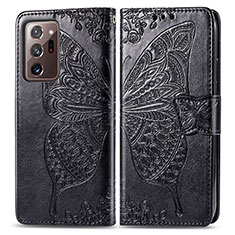 Coque Portefeuille Papillon Livre Cuir Etui Clapet pour Samsung Galaxy Note 20 Ultra 5G Noir