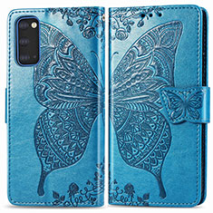 Coque Portefeuille Papillon Livre Cuir Etui Clapet pour Samsung Galaxy S20 5G Bleu