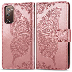 Coque Portefeuille Papillon Livre Cuir Etui Clapet pour Samsung Galaxy S20 FE (2022) 5G Rose