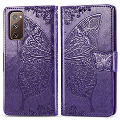 Coque Portefeuille Papillon Livre Cuir Etui Clapet pour Samsung Galaxy S20 FE 4G Violet