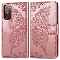 Coque Portefeuille Papillon Livre Cuir Etui Clapet pour Samsung Galaxy S20 FE 5G Rose