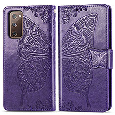 Coque Portefeuille Papillon Livre Cuir Etui Clapet pour Samsung Galaxy S20 FE 5G Violet