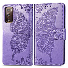 Coque Portefeuille Papillon Livre Cuir Etui Clapet pour Samsung Galaxy S20 FE 5G Violet Clair