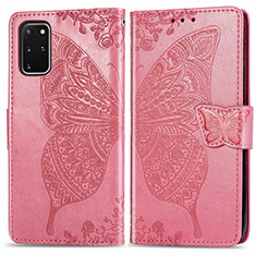 Coque Portefeuille Papillon Livre Cuir Etui Clapet pour Samsung Galaxy S20 Plus 5G Rose Rouge