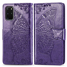 Coque Portefeuille Papillon Livre Cuir Etui Clapet pour Samsung Galaxy S20 Plus 5G Violet
