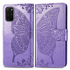 Coque Portefeuille Papillon Livre Cuir Etui Clapet pour Samsung Galaxy S20 Plus 5G Violet Clair