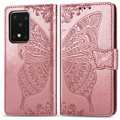 Coque Portefeuille Papillon Livre Cuir Etui Clapet pour Samsung Galaxy S20 Ultra Rose