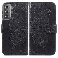 Coque Portefeuille Papillon Livre Cuir Etui Clapet pour Samsung Galaxy S21 5G Noir
