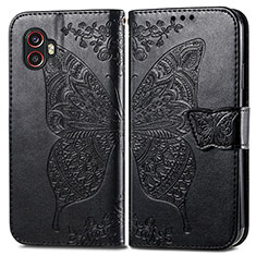 Coque Portefeuille Papillon Livre Cuir Etui Clapet pour Samsung Galaxy XCover 6 Pro 5G Noir