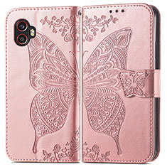 Coque Portefeuille Papillon Livre Cuir Etui Clapet pour Samsung Galaxy XCover 6 Pro 5G Rose