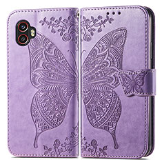 Coque Portefeuille Papillon Livre Cuir Etui Clapet pour Samsung Galaxy XCover 6 Pro 5G Violet Clair