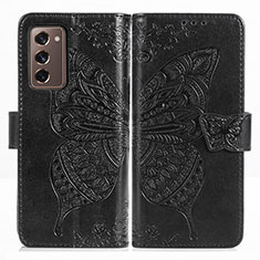 Coque Portefeuille Papillon Livre Cuir Etui Clapet pour Samsung Galaxy Z Fold2 5G Noir