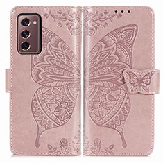 Coque Portefeuille Papillon Livre Cuir Etui Clapet pour Samsung Galaxy Z Fold2 5G Rose