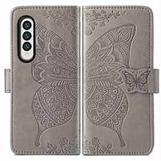 Coque Portefeuille Papillon Livre Cuir Etui Clapet pour Samsung Galaxy Z Fold3 5G Gris