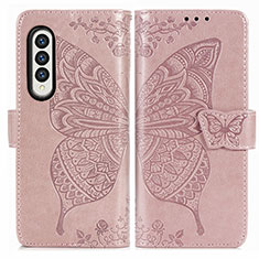 Coque Portefeuille Papillon Livre Cuir Etui Clapet pour Samsung Galaxy Z Fold3 5G Rose