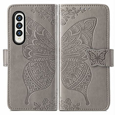 Coque Portefeuille Papillon Livre Cuir Etui Clapet pour Samsung Galaxy Z Fold4 5G Gris