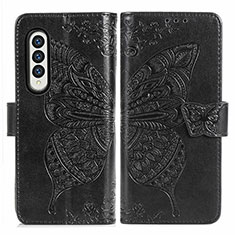 Coque Portefeuille Papillon Livre Cuir Etui Clapet pour Samsung Galaxy Z Fold4 5G Noir