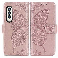 Coque Portefeuille Papillon Livre Cuir Etui Clapet pour Samsung Galaxy Z Fold4 5G Rose