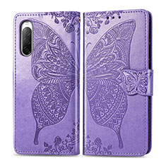 Coque Portefeuille Papillon Livre Cuir Etui Clapet pour Sony Xperia 10 II Violet Clair