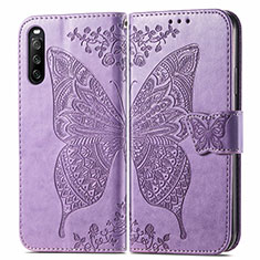 Coque Portefeuille Papillon Livre Cuir Etui Clapet pour Sony Xperia 10 III Violet Clair