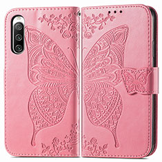 Coque Portefeuille Papillon Livre Cuir Etui Clapet pour Sony Xperia 10 V Rose Rouge