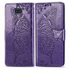 Coque Portefeuille Papillon Livre Cuir Etui Clapet pour Sony Xperia 8 Lite Violet