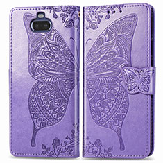 Coque Portefeuille Papillon Livre Cuir Etui Clapet pour Sony Xperia 8 Lite Violet Clair
