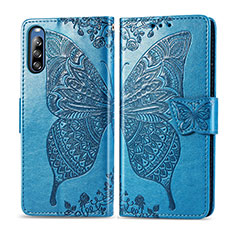 Coque Portefeuille Papillon Livre Cuir Etui Clapet pour Sony Xperia L4 Bleu