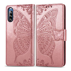 Coque Portefeuille Papillon Livre Cuir Etui Clapet pour Sony Xperia L4 Rose