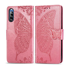 Coque Portefeuille Papillon Livre Cuir Etui Clapet pour Sony Xperia L4 Rose Rouge