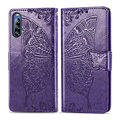 Coque Portefeuille Papillon Livre Cuir Etui Clapet pour Sony Xperia L4 Violet