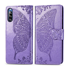 Coque Portefeuille Papillon Livre Cuir Etui Clapet pour Sony Xperia L4 Violet Clair