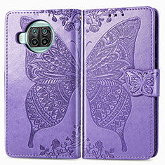 Coque Portefeuille Papillon Livre Cuir Etui Clapet pour Xiaomi Mi 10T Lite 5G Violet Clair