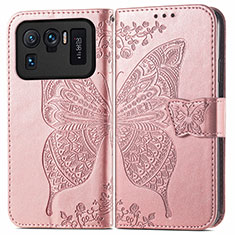Coque Portefeuille Papillon Livre Cuir Etui Clapet pour Xiaomi Mi 11 Ultra 5G Rose