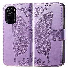 Coque Portefeuille Papillon Livre Cuir Etui Clapet pour Xiaomi Mi 11X 5G Violet Clair