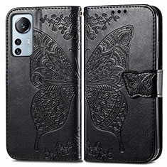 Coque Portefeuille Papillon Livre Cuir Etui Clapet pour Xiaomi Mi 12 Lite 5G Noir