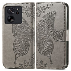 Coque Portefeuille Papillon Livre Cuir Etui Clapet pour Xiaomi Mi 13T 5G Gris