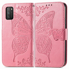 Coque Portefeuille Papillon Livre Cuir Etui Clapet pour Xiaomi Poco M3 Rose Rouge