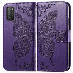 Coque Portefeuille Papillon Livre Cuir Etui Clapet pour Xiaomi Poco M3 Violet