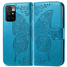 Coque Portefeuille Papillon Livre Cuir Etui Clapet pour Xiaomi Redmi 10 (2022) Bleu