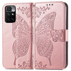 Coque Portefeuille Papillon Livre Cuir Etui Clapet pour Xiaomi Redmi 10 (2022) Rose